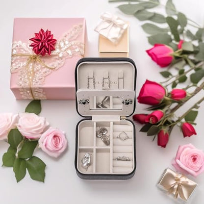 Vlando Small Travel Jewelry Box Organizer - Mirrored Carry-on Jewelries Necklaces Rings Earrings Necklace Storage Case, Black New - color: a. Black 2023