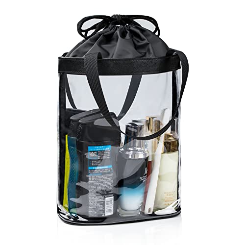 Clear Toiletry Bag, Travel Toiletry Bag for Women, TSA Approved Toiletry Bag, Waterproof Clear Makeup Bag Cosmetic Pouch, Transparent Makeup Organizer, Carry on Airport Airline Compliant - color: Black, size: Medium