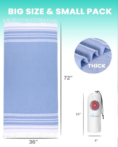 Antfuny Turkish Beach Towels Vacation Essentials Quick Dry Sand Free Soft Absorbent Adult Oversized Bath Pool Swim Long Wide Stripe Towel Sound Cloud Linen Mat Summer Thing Lightweight Thin Blue - color: Thicker Petrol, size: 72 x 36 inch