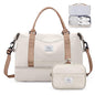 Weekender Bags for Women,Personal Item Travel Bag with Shoes Compartment,Overnight Travel Duffel Bag with Toiletry Bag - color: Beige & Brown, size: Large
