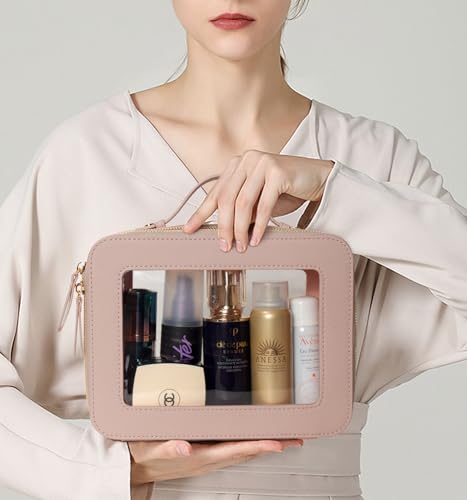LETGO Clear Makeup Bags - TSA Approved Toiletry Bags with Zipper, Makeup Organizer for Carry-on Travel Essentials, Cosmetic Bags for Women & Men (Large Nude) - color: Nude, style: Large