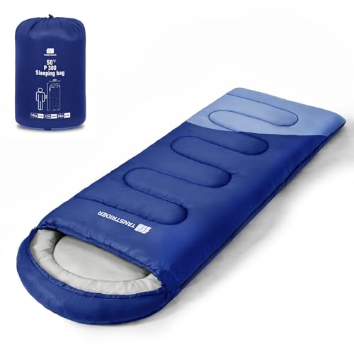 Lightweight Waterproof Sleeping Bag for Adults & Kids, Compact Backpacking Sleeping Bag with Compression Sack, Warm Weather Camping Essentials for Hiking, Travel, Outdoor & Indoor Use - color: D Blue