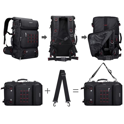 WITZMAN Carry on Travel Backpack for Men Women Airline Approved Convertible Nylon Duffle Backpack Luggage Bag (B682 Black) - color: 01.black
