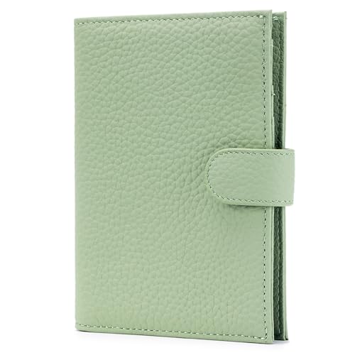 RFID Leather Passport Holder for Travel Women – Slim Passport Wallet with 1 Passport Slot & 3 Card Slots, Zippered Coin Pocket & SIM Slot – Travel Passport Cover Case (Light Green) - color: Light Green