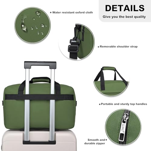 Kono Travel Duffel 20L Under Seat Carry-On Sports Tote Gym Weekender Overnight Bag - 15.75"x9.84"x7.87" Green - color: Green, size: M(15.75in x 9.84in x 7.87in)-20L