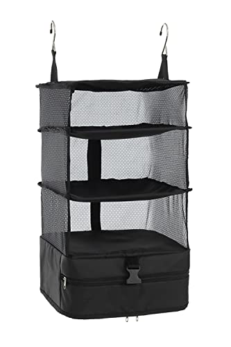 ELEZAY Hanging Packing Cubes Portable Travel Closet Collapsible Compression Clothes Organizer with Built in Shelves for Carry-on Luggage Suitcase Wardrobe Large_11.8*11.8*24 IN, Black - color: Black, size: Large