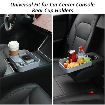Car Seat Snack Tray for Kids, Mess-Free Square Travel Tray Cup Holder Snack Tray, Durable Car Food Tray for Toddlers, Universal Fit Kids Travel Road Trip Essentials (1, Grey) - color: grey