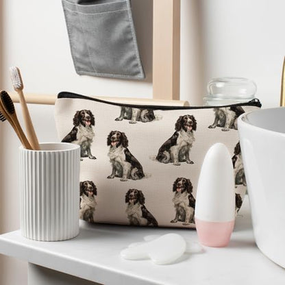 English Springer Dog Makeup Bag, English Springer Lovers Gifts Cosmetic Bag for Women, Dog Mom Lovers Owner Gifts for Women Christmas, Pet Lover Gift Zipper Travel Makeup Pouch for Purse - color: english springer