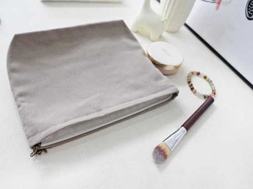 HAPPYHEIDI Canvas Pouch for Travel, Accessory Tool Bag, Solid Gray, Cotton Blend, Zipper Closure, 7.1x2.4x7 Inches - color: GR-Canvas-Gray