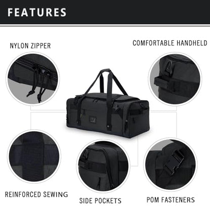 Large Duffle Bag for Travel - Men & Women, Foldable Gym Duffle Backpack, Heavy Duty Tactical Military Canvas Duffel Bags, Extra Big Carry On with Shoe Pockets, Waterproof (80L/103L) - color: Black, size: L(103L)