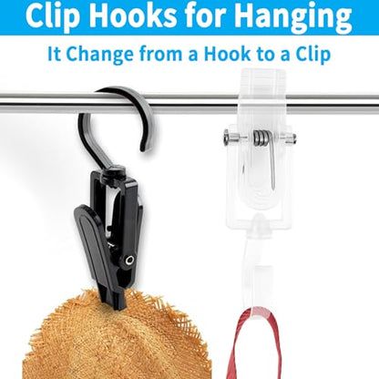 VinBee 20 PCS Laundry Hooks with Clips Super Strong Plastic Home Travel Swivel Hanging Hanger Closet Organizer Clamps Socks Boot Bras Towels for Bathroom Wardrobe Kitchen Office - 4.3 Inches (White) - color: White