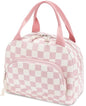 Lunch Bag Women Lunch Box for Women Adult Cute Insulated Lunch Bag Small Cooler Lunch Tote Bags for Work Picnic School (Beige-Pink Plaid) - color: Beige-Pink Plaid