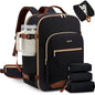 LOVEVOOK 56L Travel Backpack for Women & Men, Airline Approved Carry On Luggage with 3 Packing Cubes, TSA Overnight Bags, Waterproof Personal Item Bag, Weekender Essentials Backpacks fits 17" Laptop - color: Black-brown, size: XX-Large