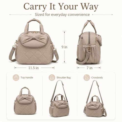 Bluboon Lunch Bag for Women, Insulated Lunch Tote with Shoulder Strap, Cute Large Lunch Box for Work, Teacher Nurse Lunch Cooler Bag for Office, Picnic, Travel (Camel Large Bow) - color: Camel Large Bow