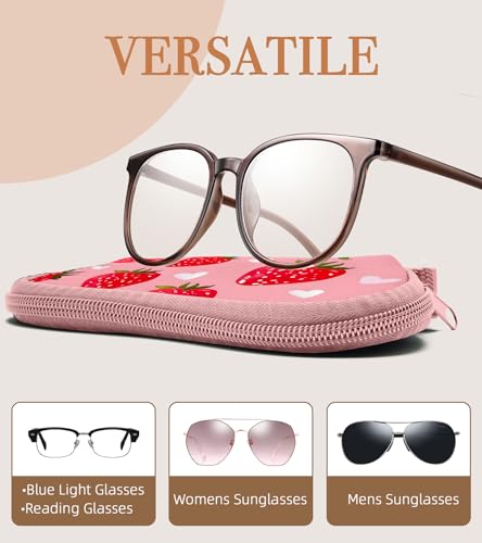 Sunglasses Case Soft Glasses Cases for Women Pouch Eyeglass Bag Eye Glass Kids Girls Sun Glasses Cute Kawaii - color: Strawberry