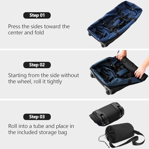 Bagenerous 110L/140L Expandable Soft-Sided Foldable Duffle Bag with 2 Rubber Wheels,Packable 32” Rolling Carry-On with Multi-Pockets & Compartments,Navy Blue - color: Navy Blue