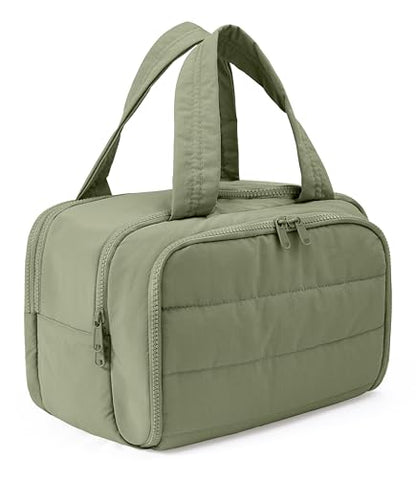 Travel Toiletry Bag for Women, Large Wide-open Puffy Cosmetic Makeup Bag with Wet-Dry Separation, Multi-Pocket Organizer with Carry Handle for Toiletries, Cosmetics, Essentials, Green - color: Green