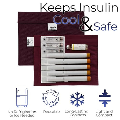 FRIO Cooling Wallet - Insulin Cooler for 45+ Hours of Stress Free On The Go - Burgundy - XL - color: Burgundy, size: XL
