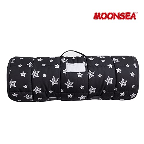 Toddler Sleeping Bag Nap Mat Black with Fleece Blanket, Lightweight, Soft Perfect for Toddlers Preschool, Daycare, Travel Sleeping Bag Boys Girls, 21" x 50" Fit Standard Cot - color: Black