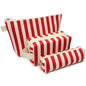 3 Pcs Makeup Bag Set Striped Canvas Purse Cosmetic Bag For Women Travel Toiletry Pouch Organizer pencil case (Red-White) - color: Red-White
