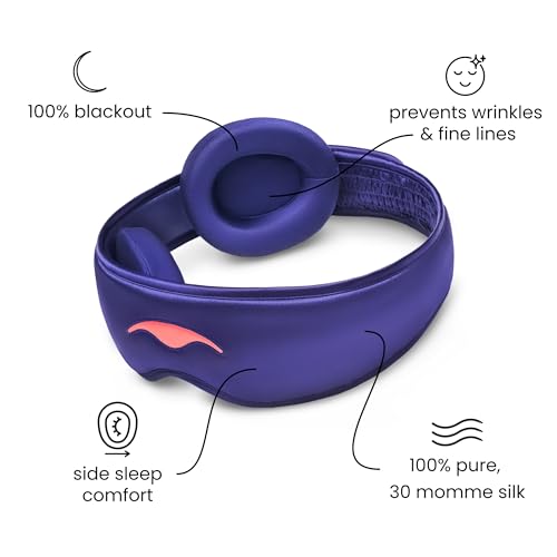 Manta Silk Sleep Mask – Premium 22 Momme Silk Eye Mask, Designed for Blackout Comfort, Breathable and Washable, Adjustable Fit (Purple) - color: Purple
