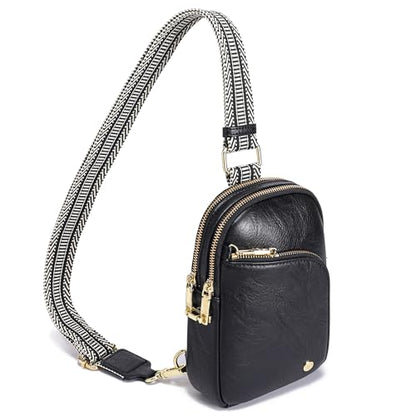 INICAT RFID Blocking Sling Bag, Anti Theft Crossbody Bag for Women Compact Travel Purses Leather - color: Black Antitheft