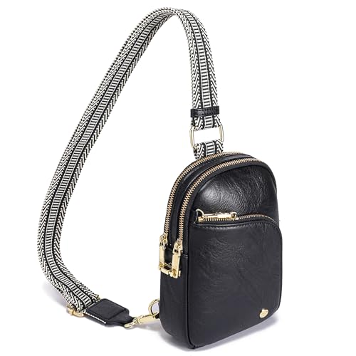INICAT RFID Blocking Sling Bag, Anti Theft Crossbody Bag for Women Compact Travel Purses Leather - color: Black Antitheft