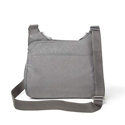 Baggallini Crossbody Travel Bag 11x8.5 Lightweight Water-resistant Nylon Handbag - color: Pewter Zebra