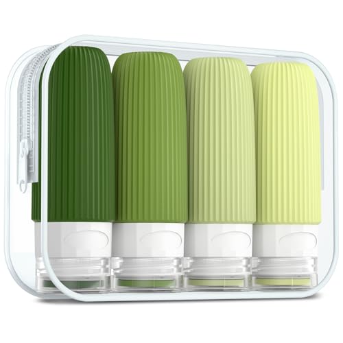 Mrsdry Travel Bottles for Toiletries, Tsa Approved 2oz Travel Bottles, BPA Free Leak Proof Travel Size Toiletry Containers, Refillable Travel Accessories with Toiletry Bag for Shampoo Liquid (4 Pack) - color: Forest Green, size: 2 Ounces