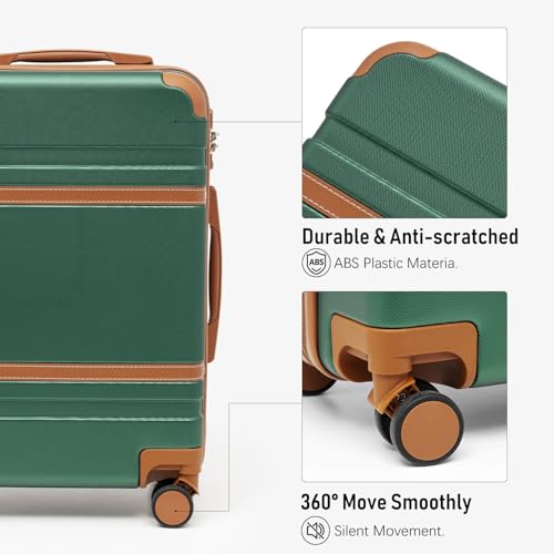 LONG VACATION Luggage Set 6 Piece Suitcase with Spinner Wheels, ABS+PC Hardshell Luggage with TSA Lock & YKK Zipper - color: Green Brown, size: 6 Piece Set