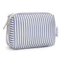 Narwey Small Striped Makeup Bag for Purse Mini Cosmetic Bag Travel Makeup Pouch Zipper Pouch Cute Make up Bags with Compartments for Women Girls (Greyish Blue Stripe, Small) - color: A-Greyish Blue Stripe, style: Small