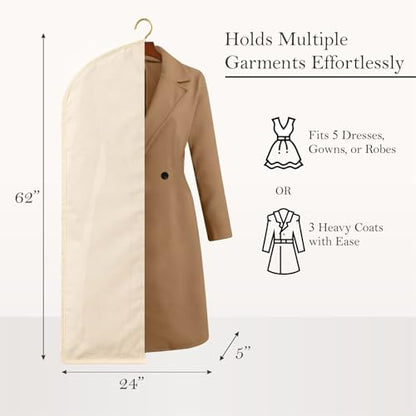 100% Cotton Garment Bag | Long | Breathable Garment Bags for Hanging Clothes | Garment Storage Bag for Long Dresses & Coats Storage | Pack of 1 (62 Inch) - size: 62 Inch