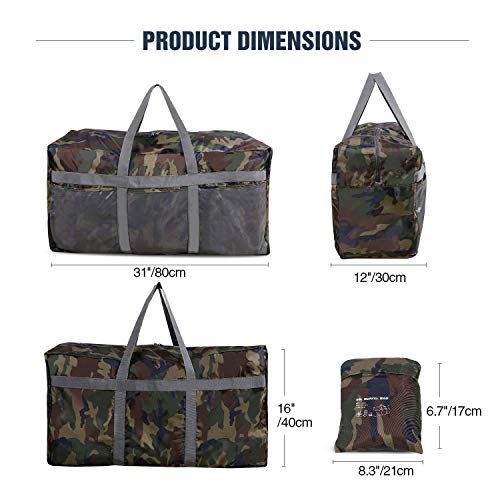 REDCAMP Foldable Travel Bag, Large Sports Bag, 75L/96L/100L, Lightweight Waterproof Tote Bag - color: Camouflage 96l