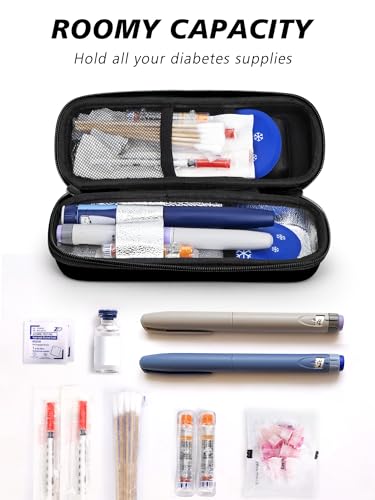 YOUSHARES Insulin Cooler Travel Case with Temperature Display - Refrigerated Medicine Cooling Bag with 2 TSA Approved Ice Pack, Medication Pen Diabetic Supplies Organizer for Trip and Daily - color: 02 Black