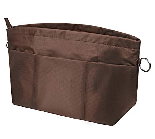 Vercord Handbag Purse Tote Pocketbook Organizer Insert Zipper Closure 11 Pockets 3 Sizes Many Colors - color: Coffee, size: Medium
