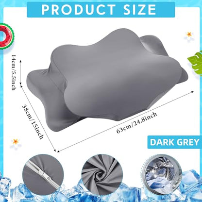Hahafelt Cooling Cervical Neck Pillowcase Cover (Only Pillow Case) Ergonomic Pillowcase with Zipper Breathable Contour Pillow Cover for Side Back Stomach Sleepers(Dark Gray,Queen Size) - color: Dark Gray, size: Queen