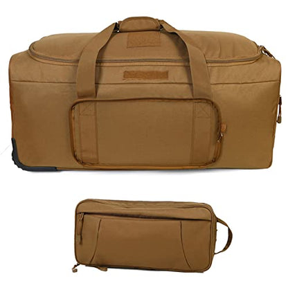 Greencity Duffel Bag Wheels Rolling Deployment Wheeled Military Suitcase Heavy-Duty Extra large deployment bag Capacity 32 Inch，Coyote - color: Coyote