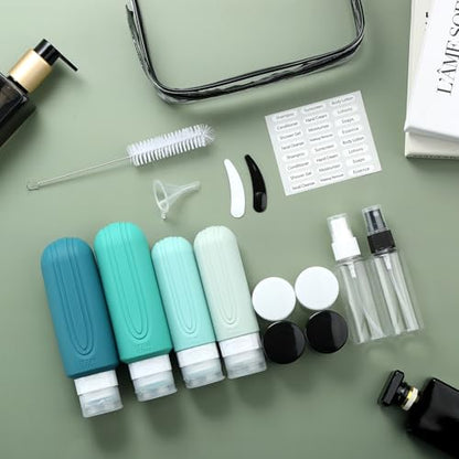 Mrsdry 16 Pack Travel Bottles for Toiletries, Oversize 6oz Silicone Travel Containers, Leak Proof Refillable Liquid Shampoo And Conditioner Travel Essentials - color: Mint