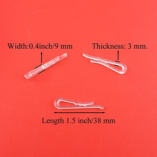 HAHIYO 1.5 inches/38mm 200Pcs Clear Plastic U Shape Alligator Clips Clothespins Garment Shirt Folding Clips with Teeth for Sewing Room Folding Board Sock Tie Pant Securing Fabric to Comic Book Board - size: Clear - 1.5 inches - 200 Count - With Teeth