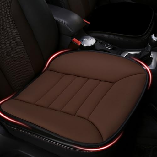 MYFAMIREA Car Seat Cushion Pad 1.2" Thick Comfort Protector for Car Driver Seat Office Chair Home Use Memory Foam Cushion with Non Slip Bottom, 20'' x 18.5'', Coffee - color: Coffee, size: 1 PCS