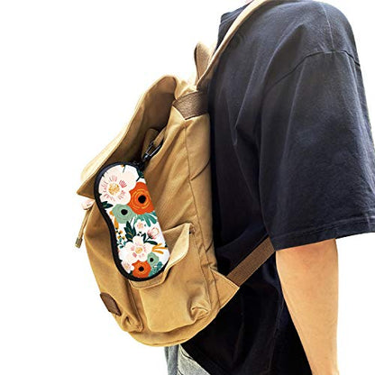 Sunglasses Soft Case with Carabiner Ultra Light Neoprene Zipper Glasses Case - color: Flower