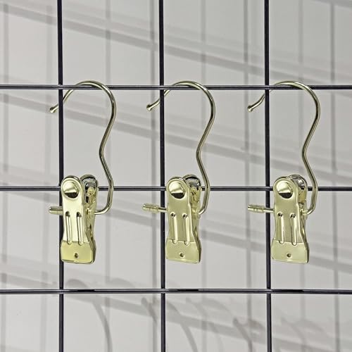 Hangers Clips,Stainless Hooks for Closet Hooks,Heavy Duty Clothespins Laundry Hanging Hooks,Travel Portable Clothes,Boot Tall Towel Hats Socks Pants and Bras (50, Gold) - color: Gold