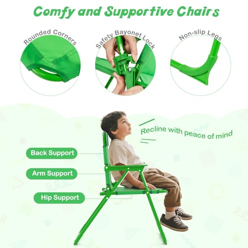 HONEY JOY Kids Picnic Table, Animal Themed Toddler Outdoor Table and Chair Set, 2 Folding Chairs & Removable Umbrella, Children Outdoor Furniture for Backyard Patio Garden (Green Frog) - color: Green Frog