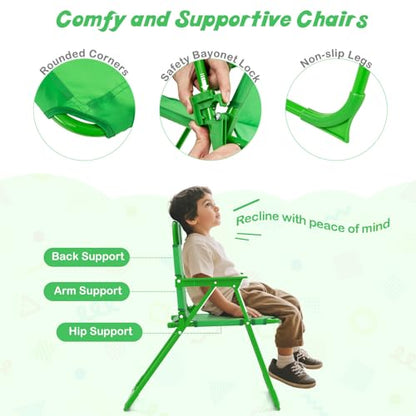 HONEY JOY Kids Picnic Table, Animal Themed Toddler Outdoor Table and Chair Set, 2 Folding Chairs & Removable Umbrella, Children Outdoor Furniture for Backyard Patio Garden (Green Frog) - color: Green Frog
