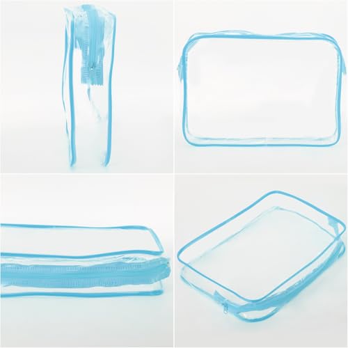 Tbestmax 10 Pack Clear Cosmetic Bags Makeup Bags Portable Waterproof TSA Approved Travel Toiletry Bags Large Organizer Blue, 9.8" x 7.1" x 2.4" - color: Large - Blue