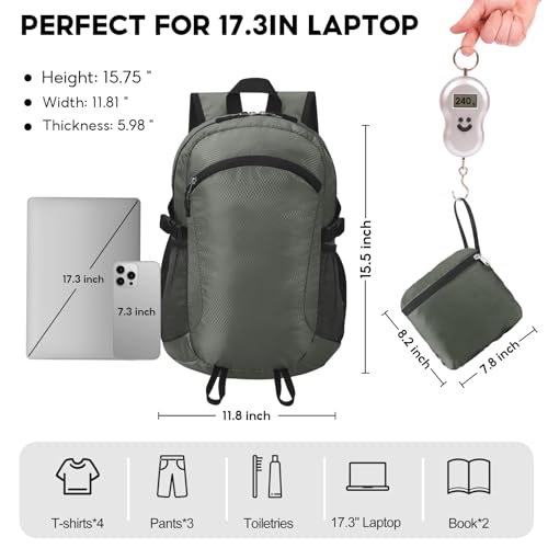 Small Hiking Backpack Travel Lightweight Hiking Packable Daypack Water-Resistant Foldable Backpacks 15L for Travel Women Men Camping (Grey) - color: Grey, size: 15L