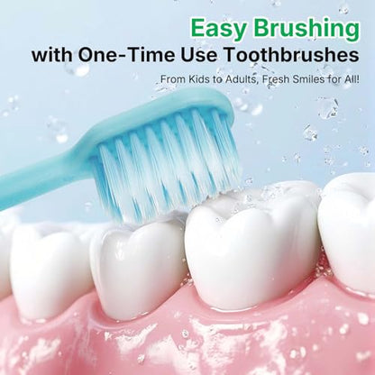 100-Pack Premium Bulk Disposable Toothbrushes, Individually Wrapped, Soft Bristles, Peanut Grip Handle for Travel, Guest Bathroom, Hotel & Emergency Kits, Family, Kids & Adults, Single Use - size: 1 Count (Pack of 100)