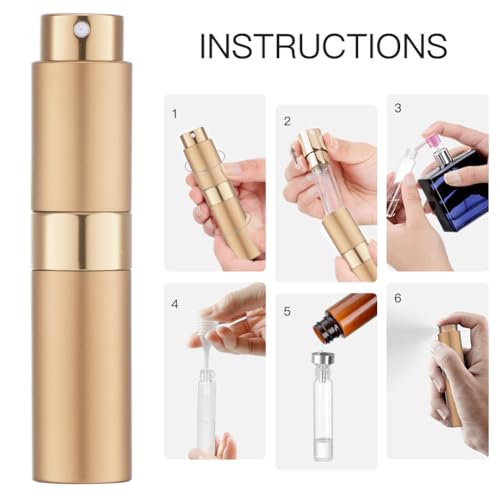 LISAPACK 8ML Atomizer Perfume Spray Bottle for Travel, Empty Refillable Cologne Dispenser, Portable Sprayer (Rose Gold) - color: Rose gold