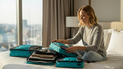 GOX Ultra Light 5 piece Packing Cubes Travel Luggage Organizer 1 Large 2 Medium 2 Small - color: blue