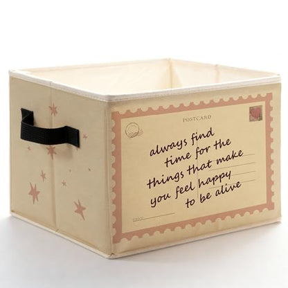 Trendy Pink Inspirational Storage Bins Box with Handles, Retro Postcard Positive Affirmation Foldable Basket Toybox for Kids Girls Room Bedroom Bathroom Home Clothes Toys Books - color: color-01